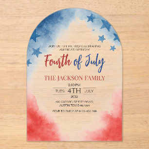 4 juillet Simple Invitation Acrylique Moderne