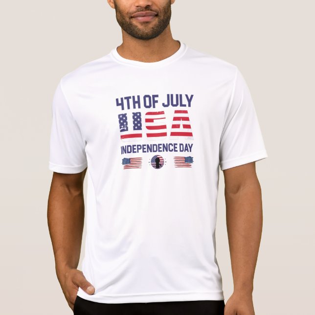 4 juillet T-shirt Casquette de conception de texte (Devant)