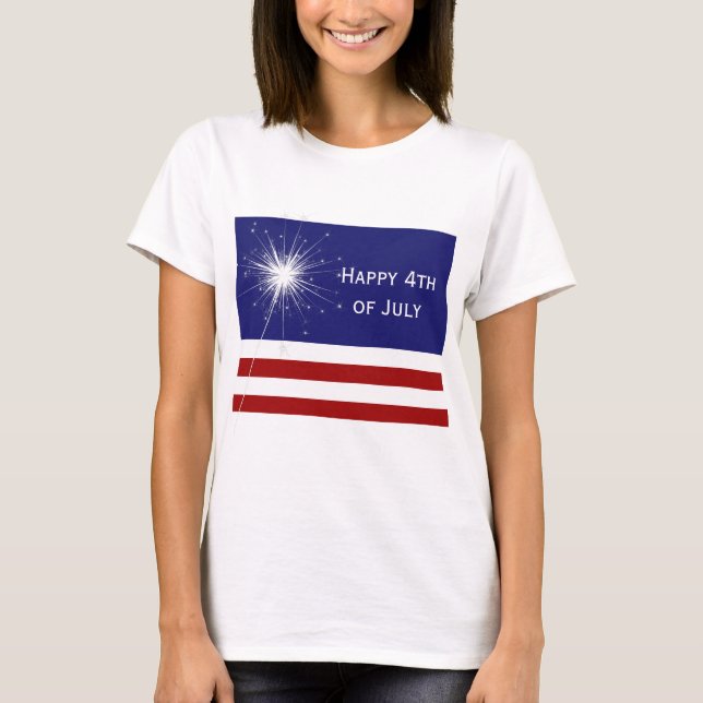 4 juillet T-shirt heureux avec le cierge magique (Devant)