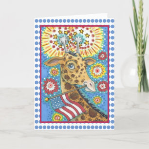 4 juillet, VERS CARTE DE SALUT GIRAFFE PATRIOTIQUE