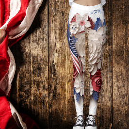 4. Juli: 3D Patriotische Blume Leggings