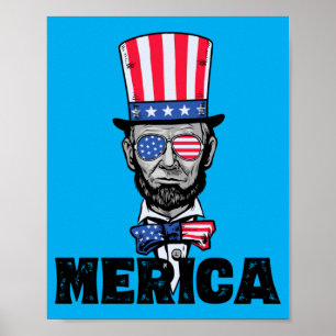 4. Juli Abe Lincoln Amerika Bzr Lustige Kinder Poster