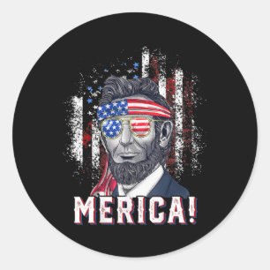 4. Juli Abraham Lincoln Sonnenbrille Amerikaner Runder Aufkleber