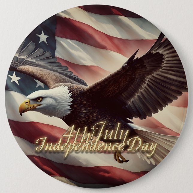 4. Juli Adler mit amerikanischer Flagge Button (Vorderseite)