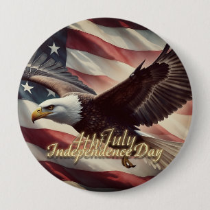 4. Juli-Adler mit amerikanischer Flagge Button
