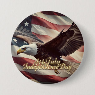 4. Juli-Adler mit amerikanischer Flagge Button