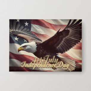 4. Juli-Adler mit amerikanischer Flagge Button