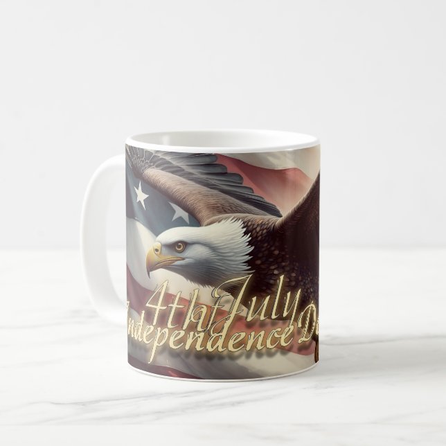 4. Juli Adler mit amerikanischer Flagge Kaffeetasse (Vorderseite Links)