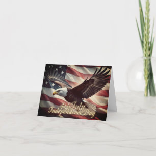 4. Juli-Adler mit amerikanischer Flagge Karte