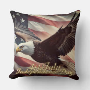 4. Juli Adler mit amerikanischer Flagge Kissen