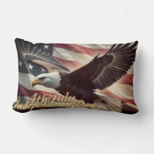 4. Juli-Adler mit amerikanischer Flagge Lendenkissen