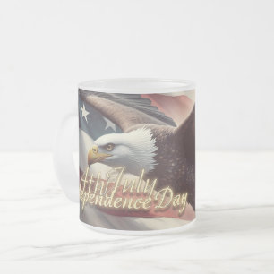 4. Juli-Adler mit amerikanischer Flagge Mattglastasse