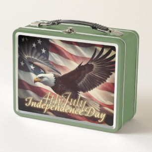 4. Juli-Adler mit amerikanischer Flagge Metall Brotdose