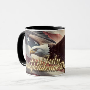 4. Juli-Adler mit amerikanischer Flagge Tasse