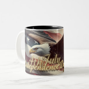 4. Juli Adler mit amerikanischer Flagge Zweifarbige Tasse