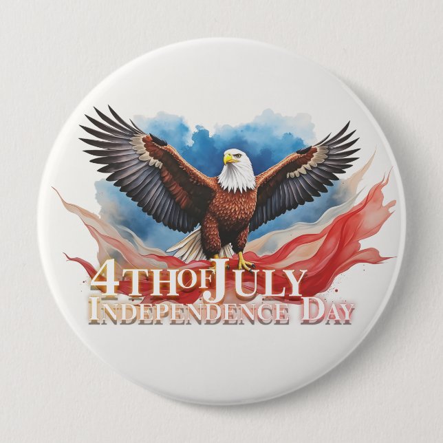 4. Juli-Adler – Patriotisches Kunstdesign Button (Vorderseite)