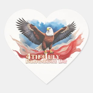 4. Juli-Adler – Patriotisches Kunstdesign Herz-Aufkleber