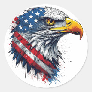 4. Juli-Adler-Shirt – Patriotisches USA-Design Runder Aufkleber