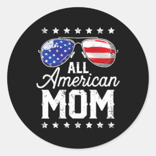4. Juli All American Mom Sonnenbrille Familie  Runder Aufkleber