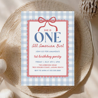 4. Juli All American Schleifen Mädchen Geburtstag Einladung