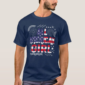 4. Juli Alle American Girl Firework USA Flag in T-Shirt
