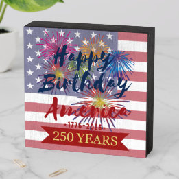 4. Juli Alles Gute zum Geburtstag Amerika USA 250. Holzkisten Schild