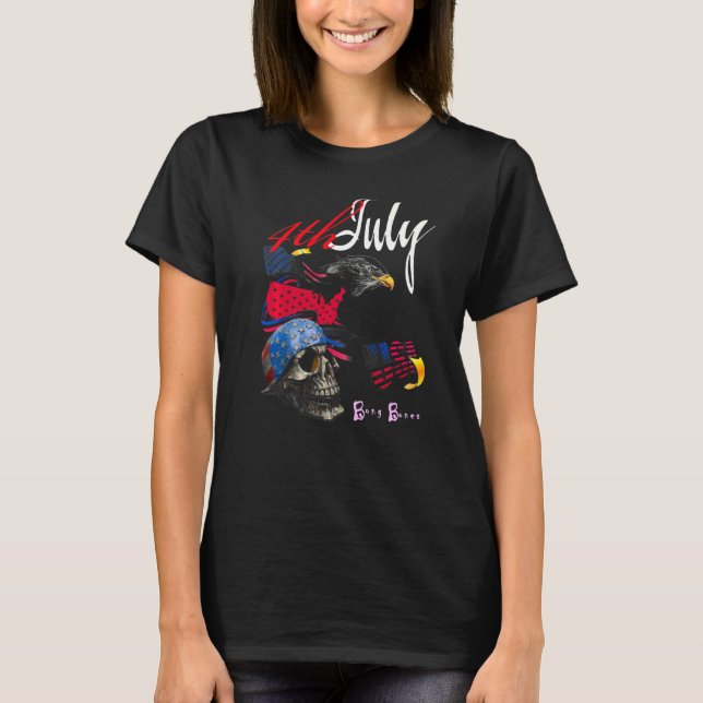 4. Juli American Eagle Flag Independence Day Bong T-Shirt (Vorderseite)