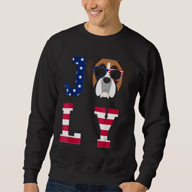 4. Juli American Flag Boxer Dog Sweatshirt (Vorderseite)