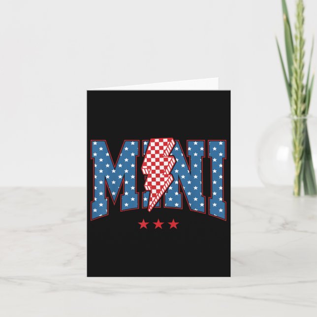 4. Juli American Flag Checkered Mini Blitze Karte (Vorderseite)