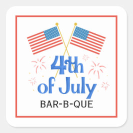 4. Juli American Flag Fireworks Quadratischer Aufkleber