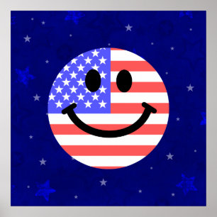 4. Juli American Flag Gesicht Poster