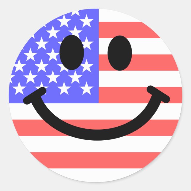 4. Juli American Flag Gesicht Runder Aufkleber (Vorderseite)