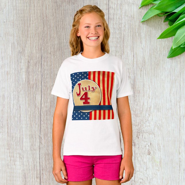 4. Juli American Flag Girls T - Shirt (Von Creator hochgeladen)