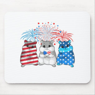 4. Juli American Flag Happy Guinea Pig Mousepad
