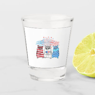 4. Juli American Flag Happy Guinea Pig Schnapsglas