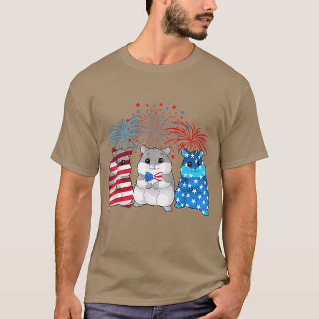 4. Juli American Flag Happy Guinea T-Shirt (Vorderseite)