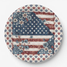4. Juli American Flag Papier Platte
