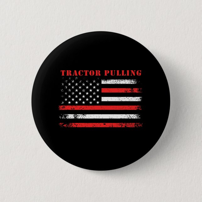 4. Juli American Flag Patriotic Traktor Pullin Button (Vorderseite)