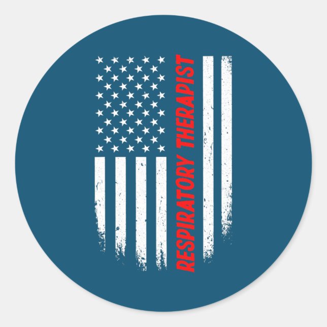 4. Juli American Flag Respiratory Therapist Runder Aufkleber (Vorderseite)