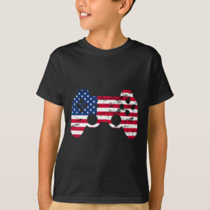 4. Juli American Flag Video Game Boys Kids T-Shirt