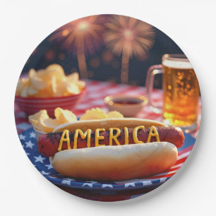 4. Juli American Hot Dog and Beer Pappteller