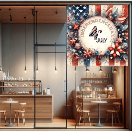 4. Juli American Independence Day Stars Red Blue Fensteraufkleber