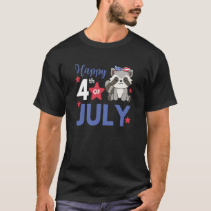 4. Juli American Raccoon für Kinder Niedlichen US  T-Shirt