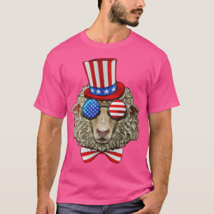 4. Juli American Sheep USA Uncle Sam Hat T-Shirt