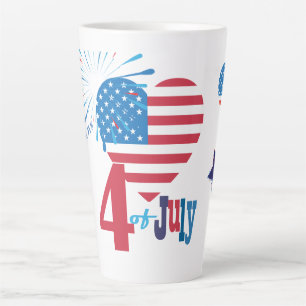 4. Juli American USA Flag Heart Flag Fireworks Milchtasse