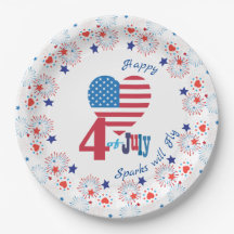 4. Juli American USA Flag Heart Patriotic