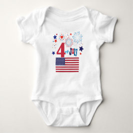 4. Juli American USA Flag Herz Flag Fireworks Baby Strampler