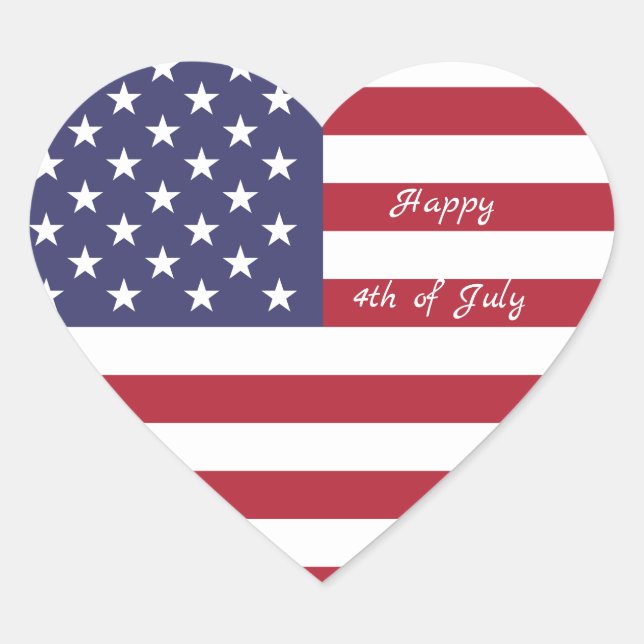 4. Juli American USA Flag Herz Flag Fireworks Herz-Aufkleber (Vorderseite)