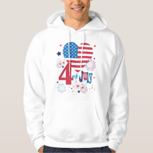 4. Juli American USA Flag Herz Flag Fireworks Hoodie