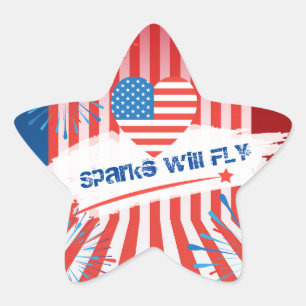 4. Juli American USA Flag Herzstück Personalisiert Stern-Aufkleber